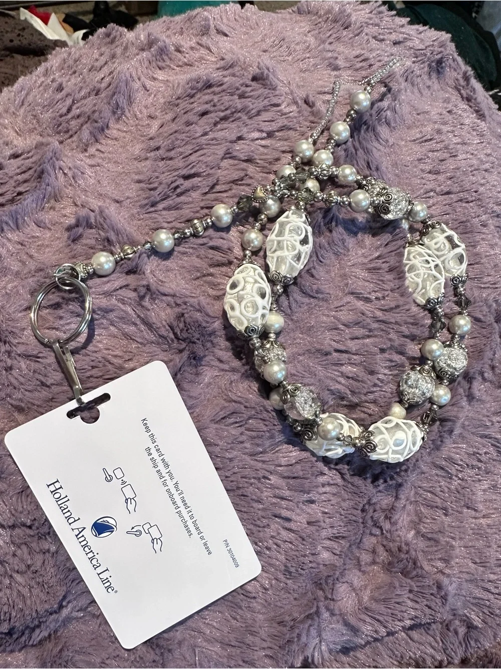 LANYARD Custom Ordered Crystal Silver Pearl use Badges, Cards, Cruise Nurse ❤️ - Picture 15 of 15